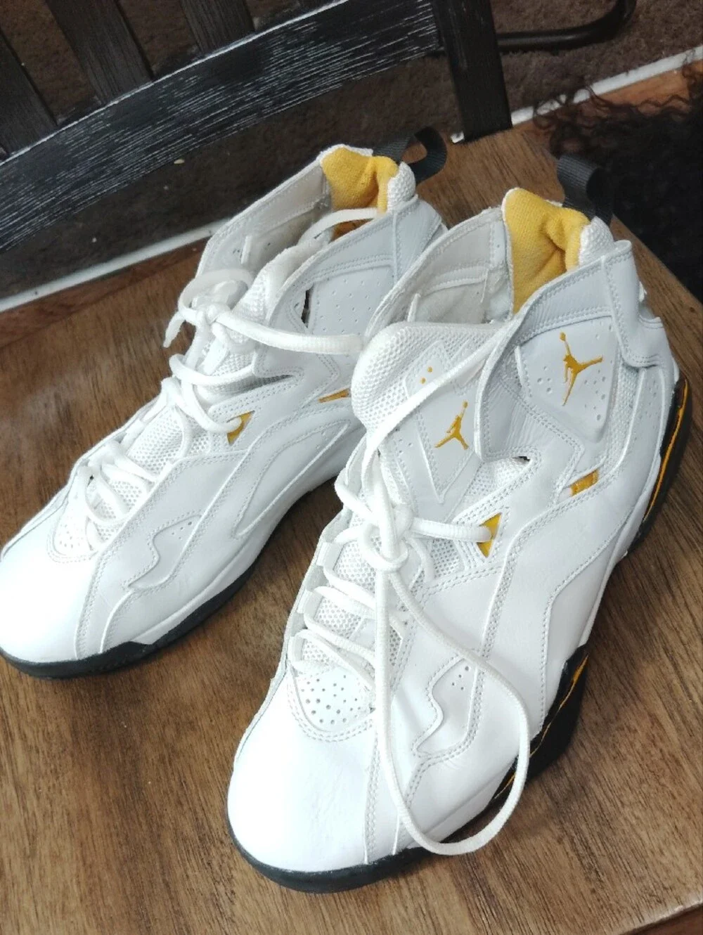 Jordan Men’s White and Yellow High-Top Basketball Sneakers